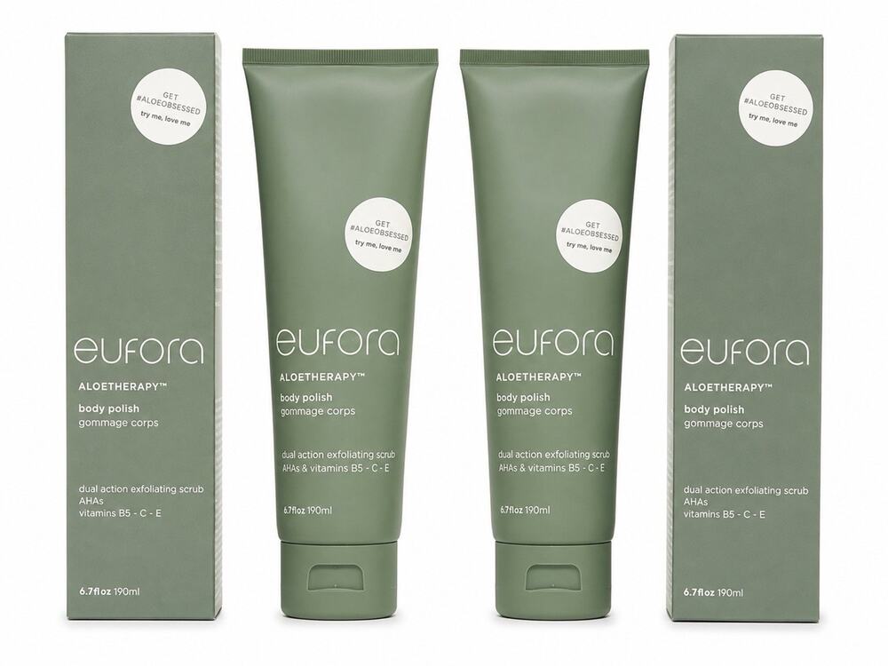 Eufora AloeTherapy Body Polish Dual Action Exfoliating Scrub 6.7 fl oz Lot of 2